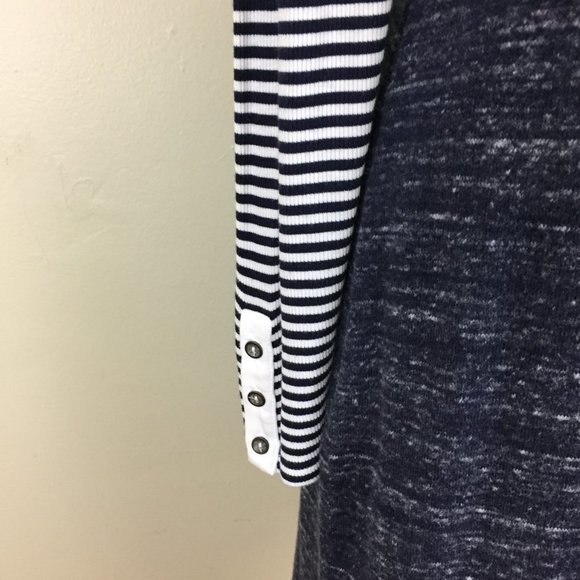 DOLAN  Anthropologie Blue White Striped & Specks Overlay Skirt Dress - Picture 9 of 10
